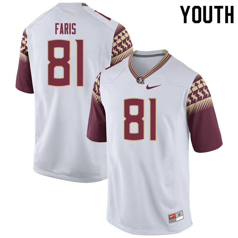 Youth #81 Caleb Faris Florida State Seminoles College Football Jerseys Sale-White - Click Image to Close